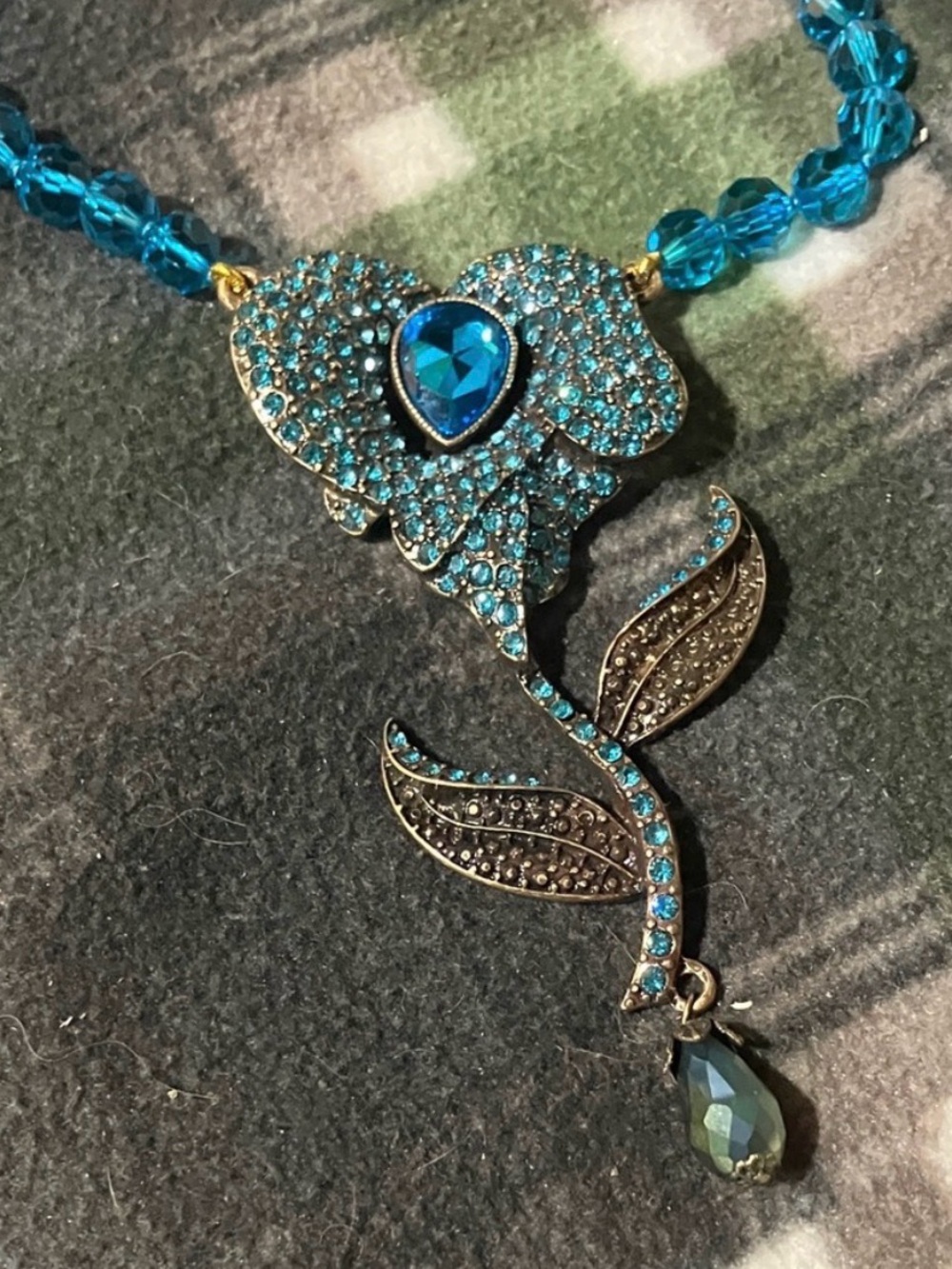 Blue Crystal Flower Pendant Necklace - Brand